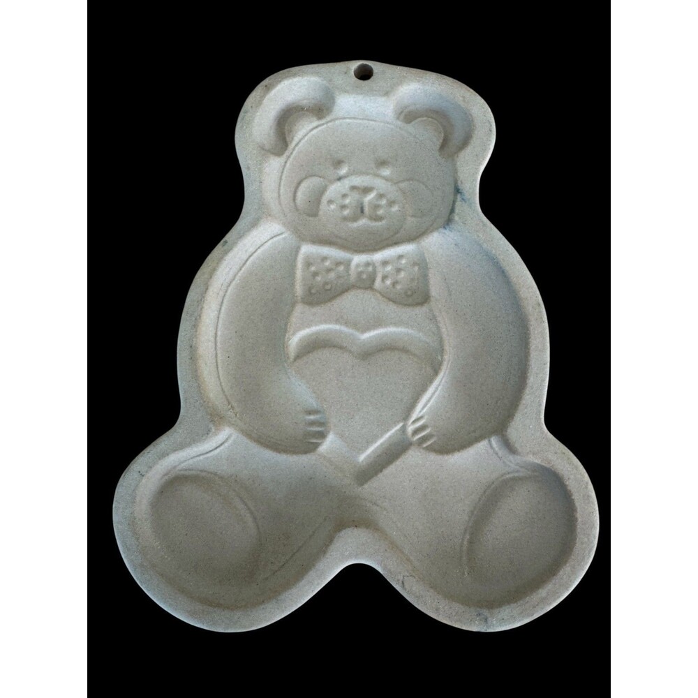 Pampered Chef Stoneware Teddy Bear USA Shortbread Cookie Butter Mold